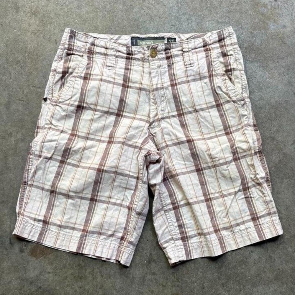 Vintage Y2K Old Navy brown plaid shorts   Size 30"